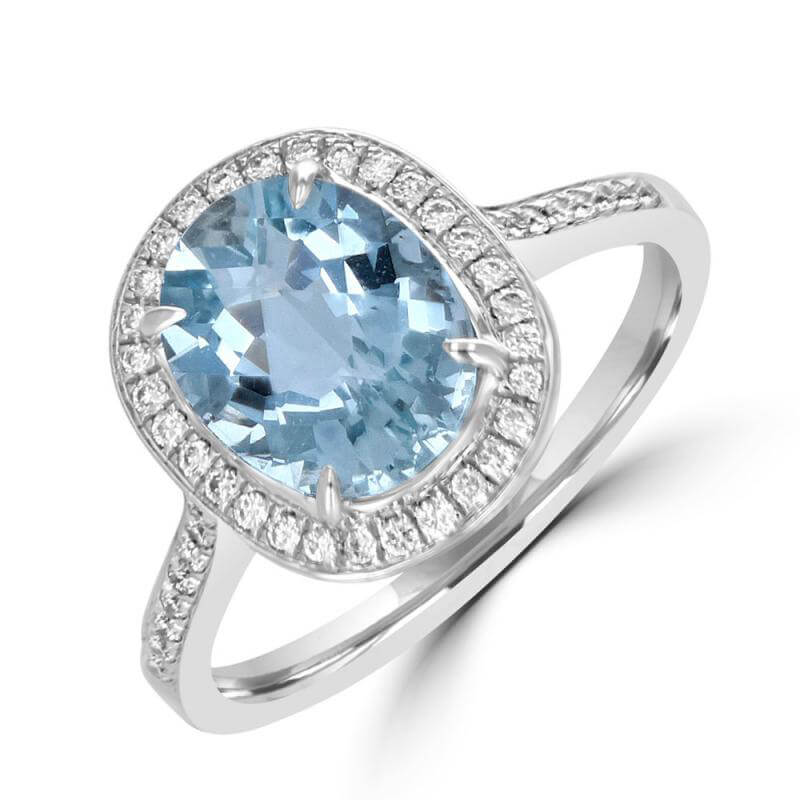 JCX392163: 8X10 OVAL AQUAMARINE SURROUNDED BY DIAMOND RING