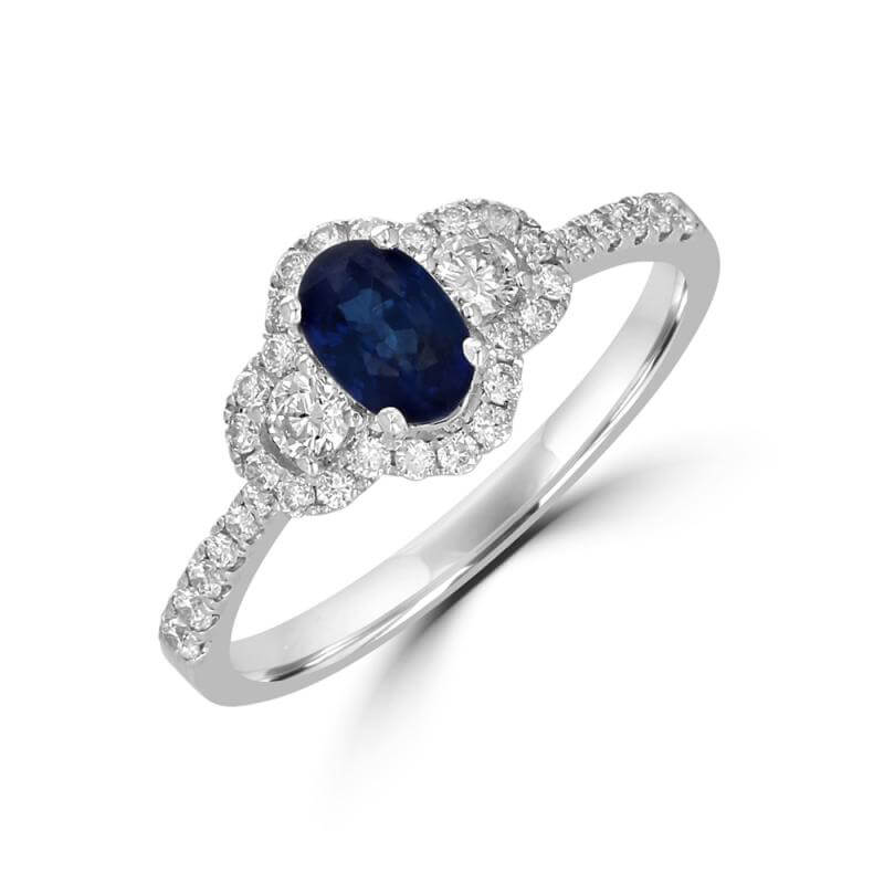 JCX392184: 4X6 OVAL SAPPHIRE SURROUNDED BY ROUND DIAMONDS RING