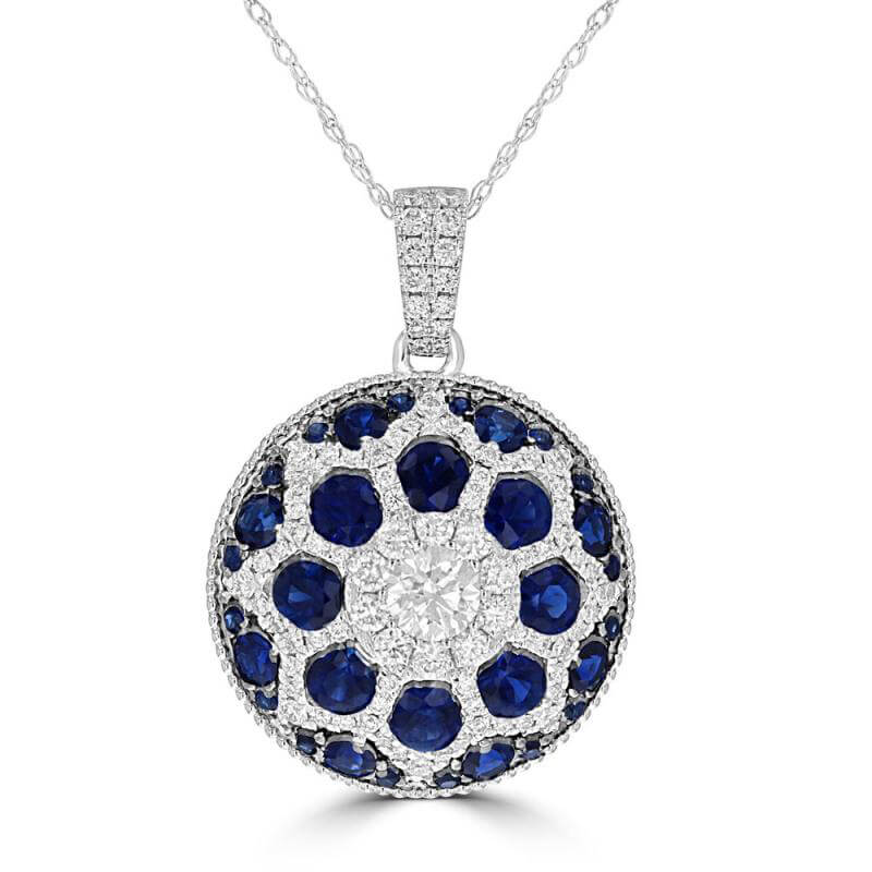 JCX392206: ROUND SAPPHIRE AND DIAMOND PENDANT (CHAIN NOT INCLUDED)
