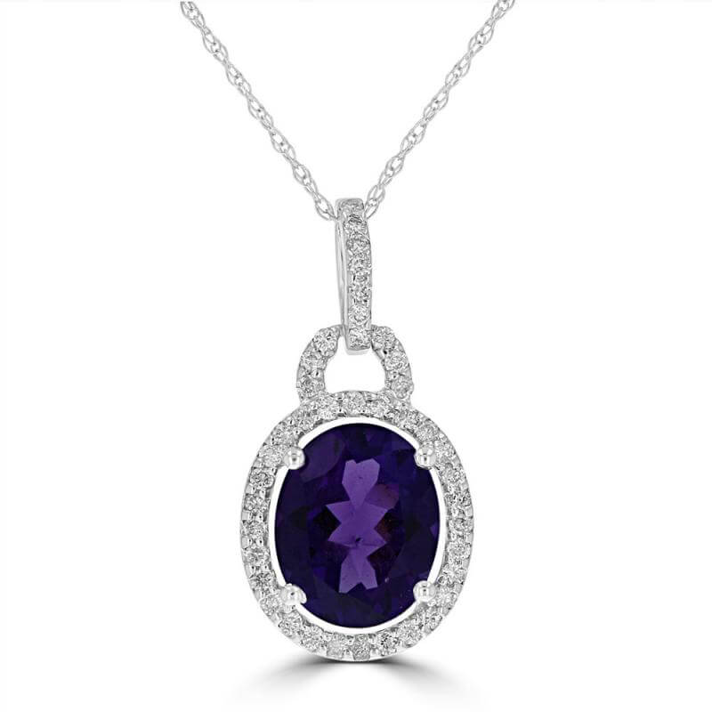 JCX392214: 8X10 OVAL AMETHYST HALO PENDANT (CHAIN NOT INCLUDED)