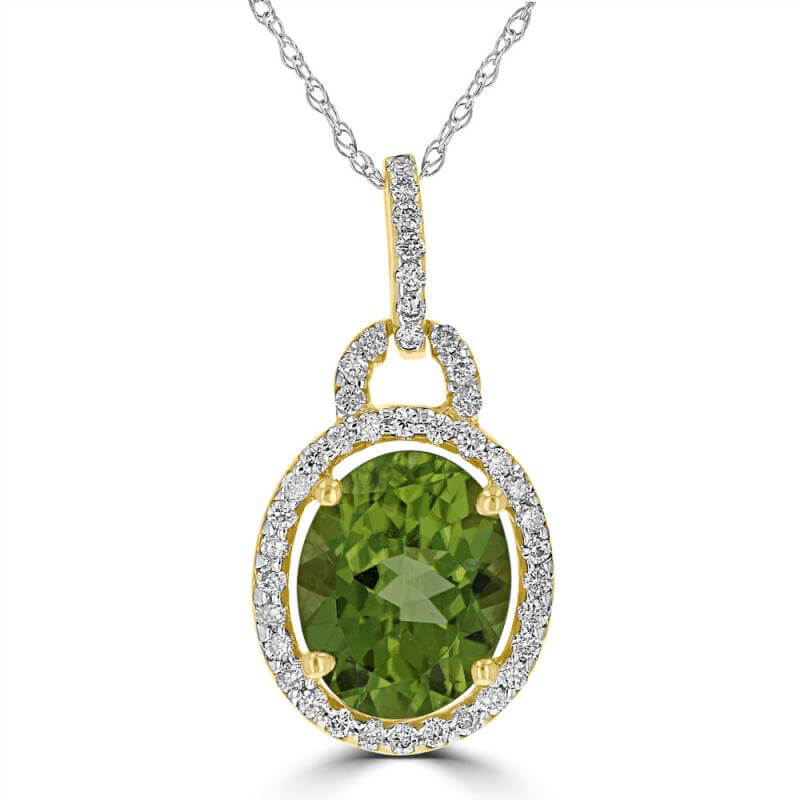 JCX392217: 8X10 OVAL PERIDOT HALO PENDANT (CHAIN NOT INCLUDED)