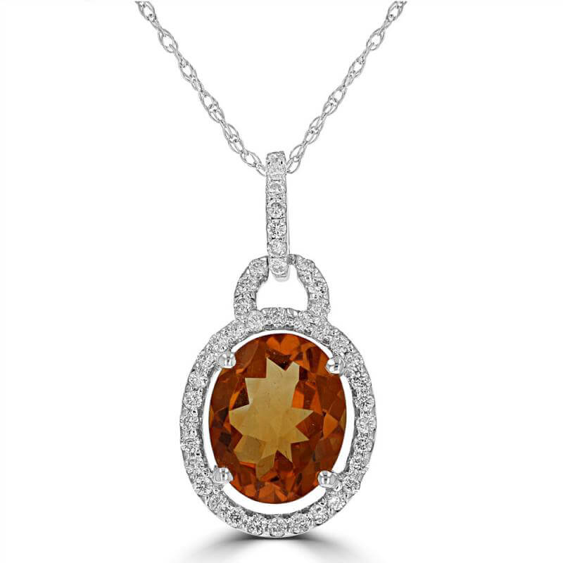 8X10 OVAL CITRINE SURROUNDED BY DIAMONDS PENDANT