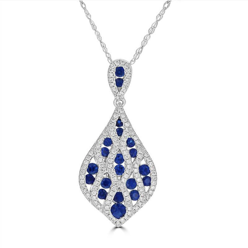 JCX392225: ROUND SAPPHIRE AND ROUND DIAMOND PENDANT (CHAIN NOT INCLUDED)