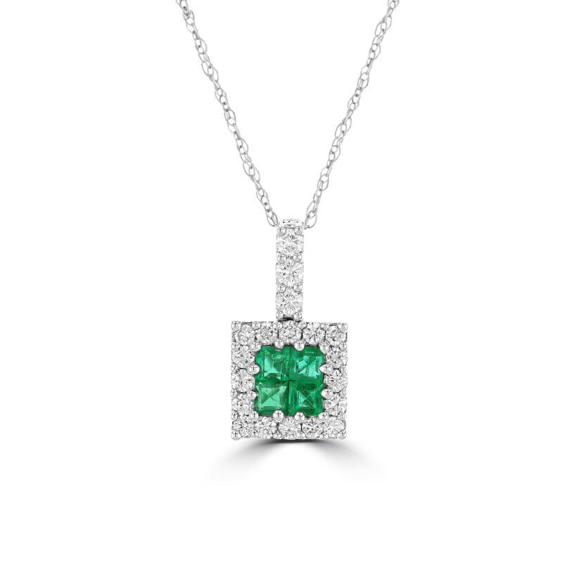JCX392239: FOUR SQUARE EMERALD HALO PENDANT (CHAIN NOT INCLUDED)