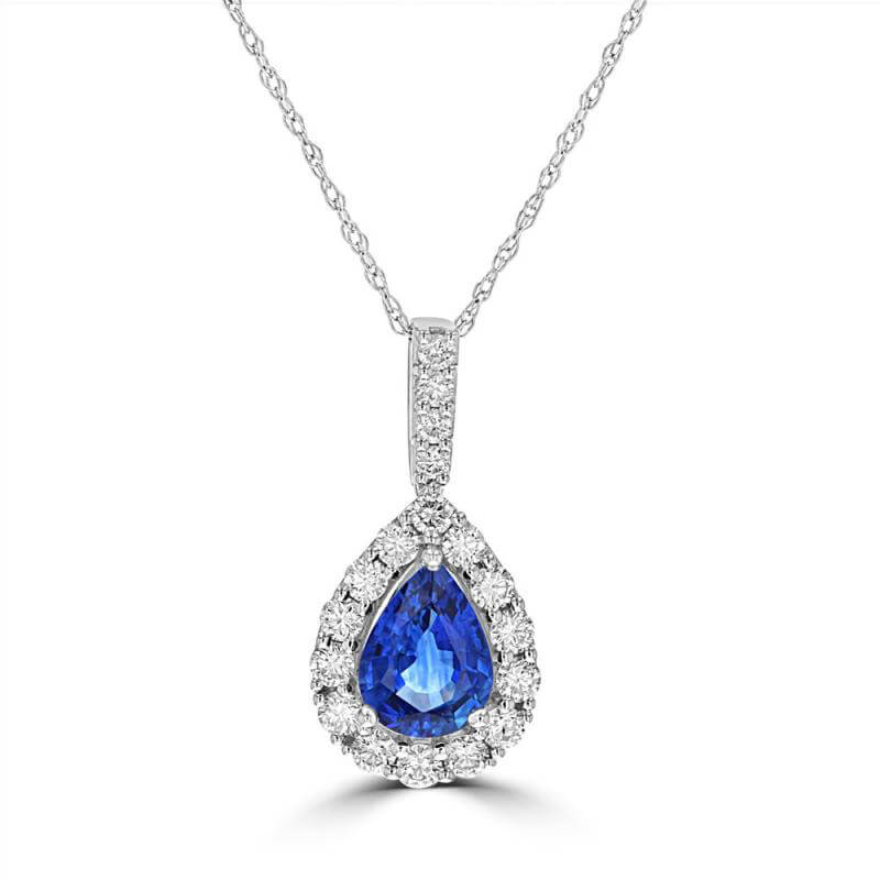 PEAR SAPPHIRE HALO PENDANT (CHAIN NOT INCLUDED)