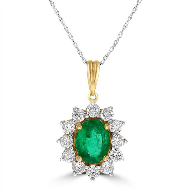 JCX392290: 7X9 OVAL EMERALD HALO PENDANT (CHAIN NOT INCLUDED)
