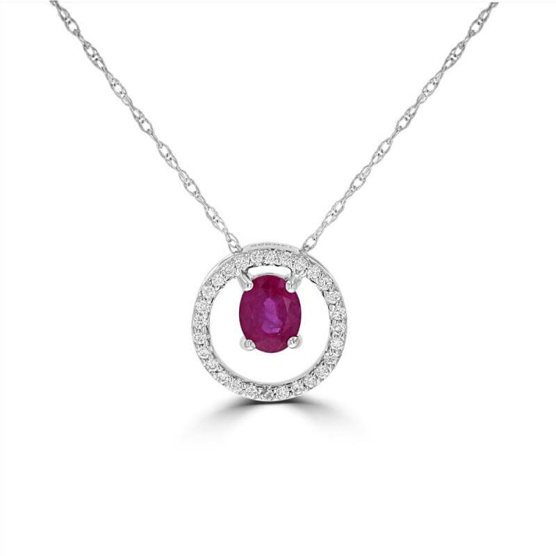 JCX392321: 4X5 OVAL RUBY SURROUNDED BY DIAMONDS PENDANT (CHAIN NOT INCLUDED)