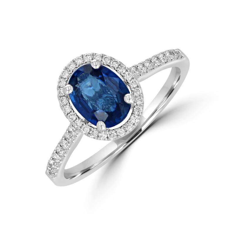 JCX392334: 6X8 OVAL SAPPHIRE HALO WITH ROUND DIAMONDS ON SHANK RING