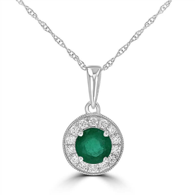5MM ROUND EMERALD HALO PENDANT (CHAIN NOT INCLUDED)
