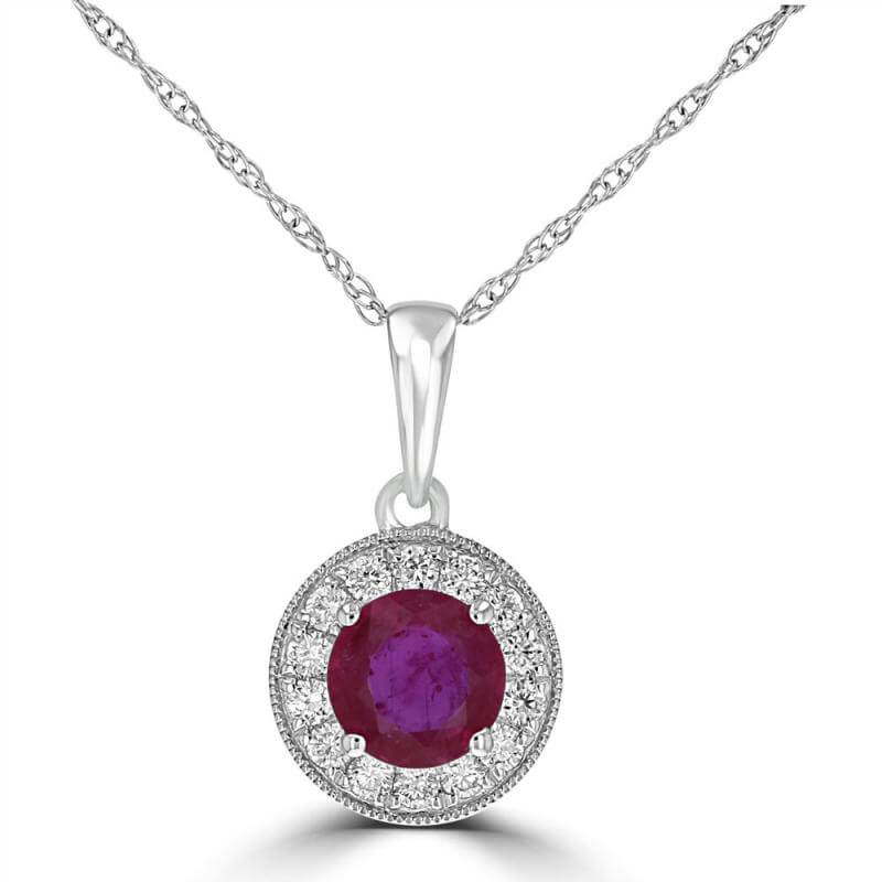 JCX392355: 5MM ROUND RUBY HALO PENDANT (CHAIN NOT INCLUDED)