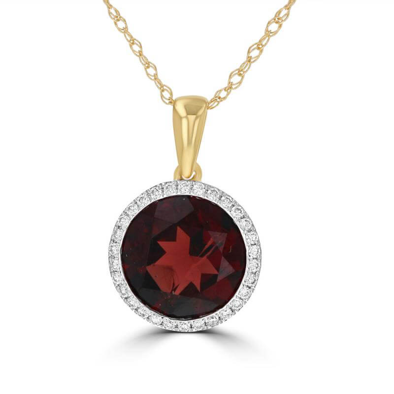 JCX392371: 9MM ROUND GARNET HALO PENDANT (CHAIN NOT INCLUDED)