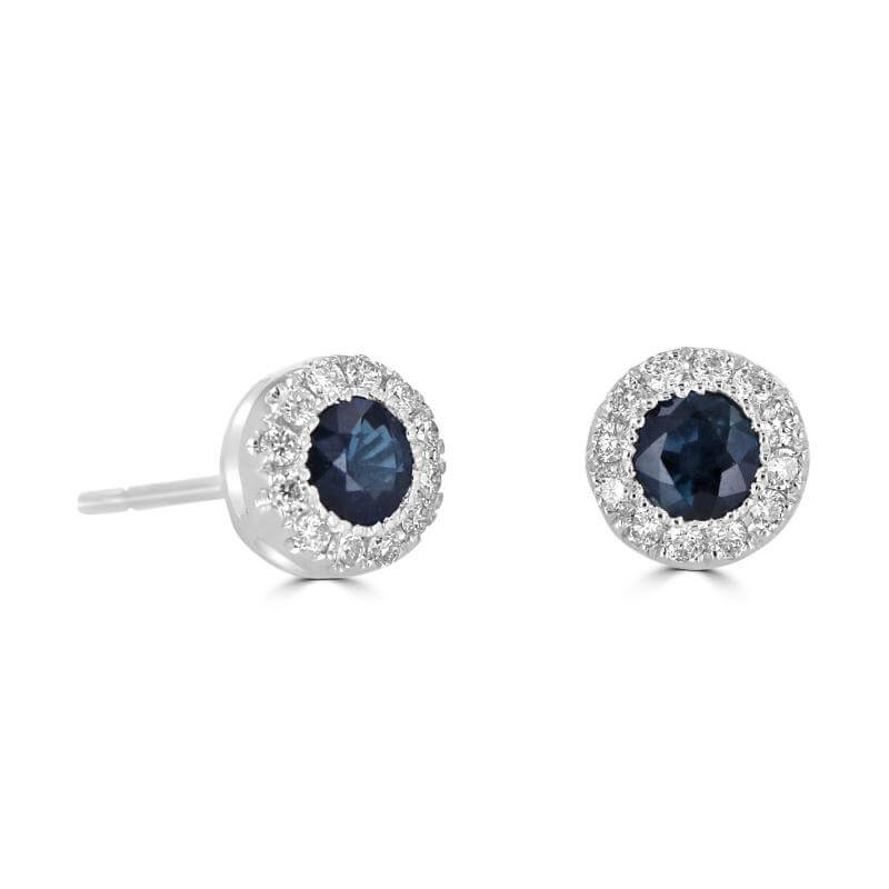 4MM ROUND SAPPHIRE HALO EARRINGS