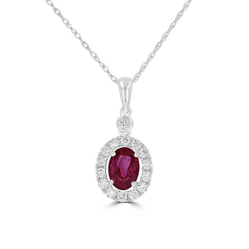 JCX392386: OVAL RUBY HALO PENDANT (CHAIN NOT INCLUDED)