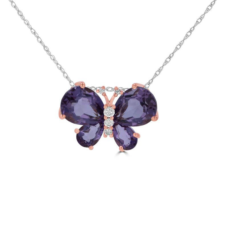 JCX392394: AMETHYST AND DIAMOND BUTTERFLY PENDANT (CHAIN NOT INCLUDED)