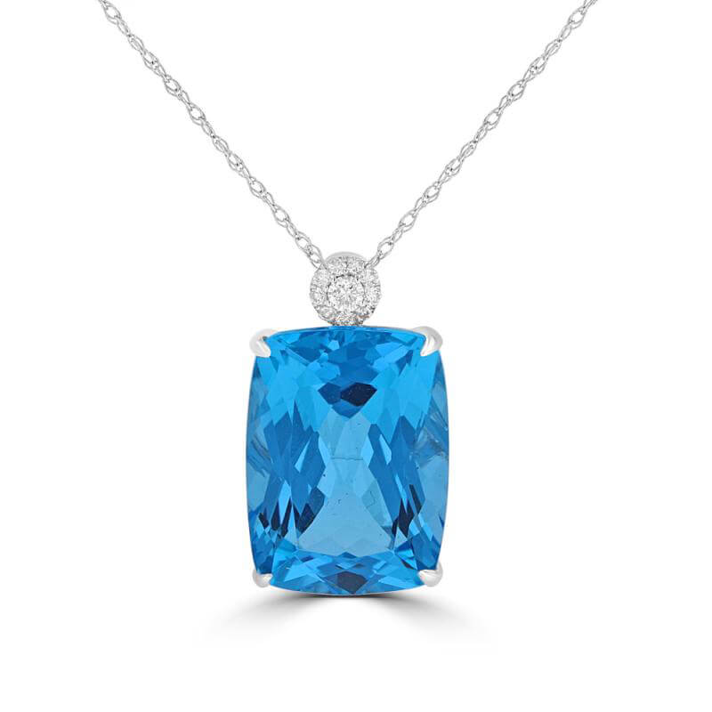 JCX392399: 11X15 RECTANGLE BLUE TOPAZ WITH ROUND DIAMONDS ON TOP PENDANT (CHAIN NOT INCLUDED)