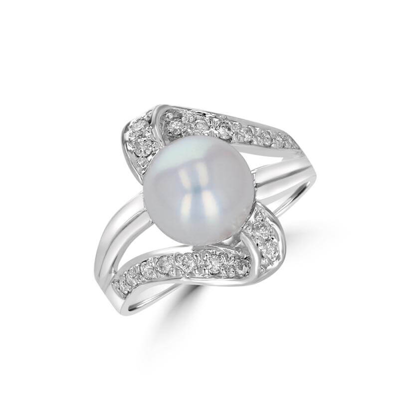 JCX392410: 8-8.5MM PEARL AND DIAMOND RING