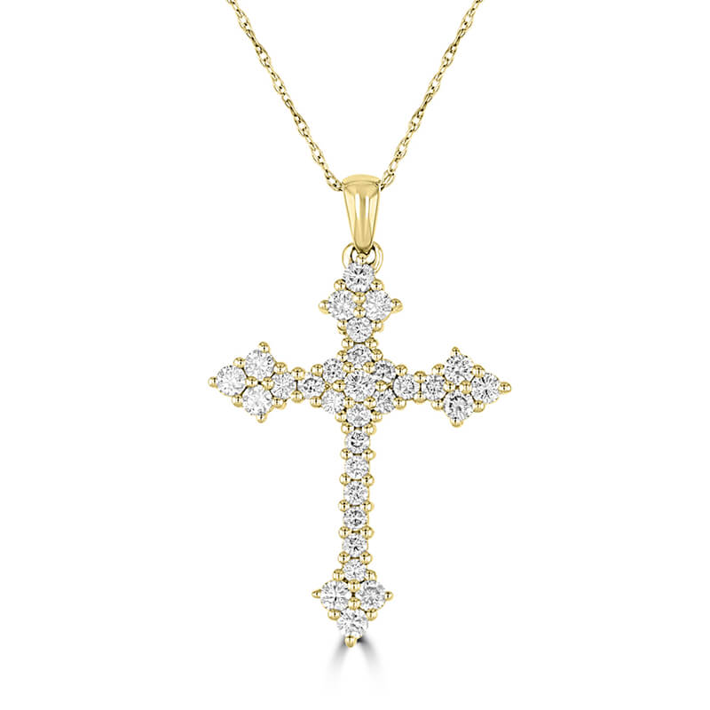 ROUND DIAMOND POINTED CROSS PENDANT (CHAIN NOT INCLUDED)