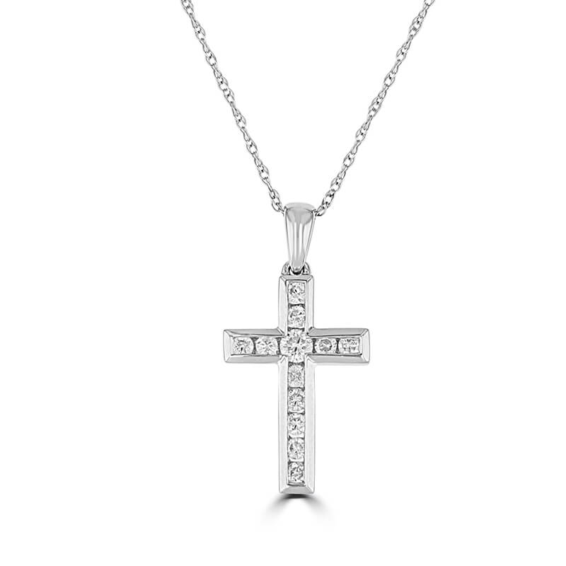 JCX392437: ROUND DIAMOND CHANNEL CROSS PENDANT (CHAIN NOT INCLUDED)
