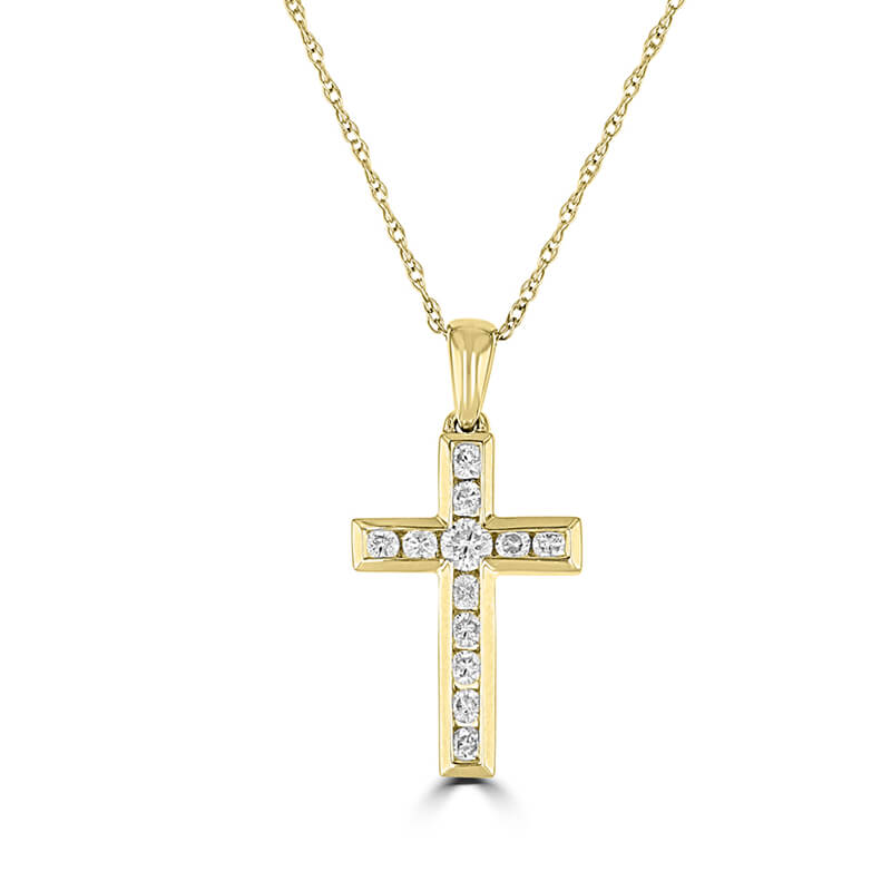 JCX392438: ROUND DIAMOND CHANNEL CROSS PENDANT (CHAIN NOT INCLUDED)