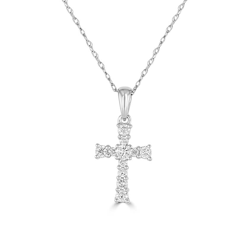 JCX392441: ROUND DIAMOND PRONG CROSS PENDANT (CHAIN NOT INCLUDED)