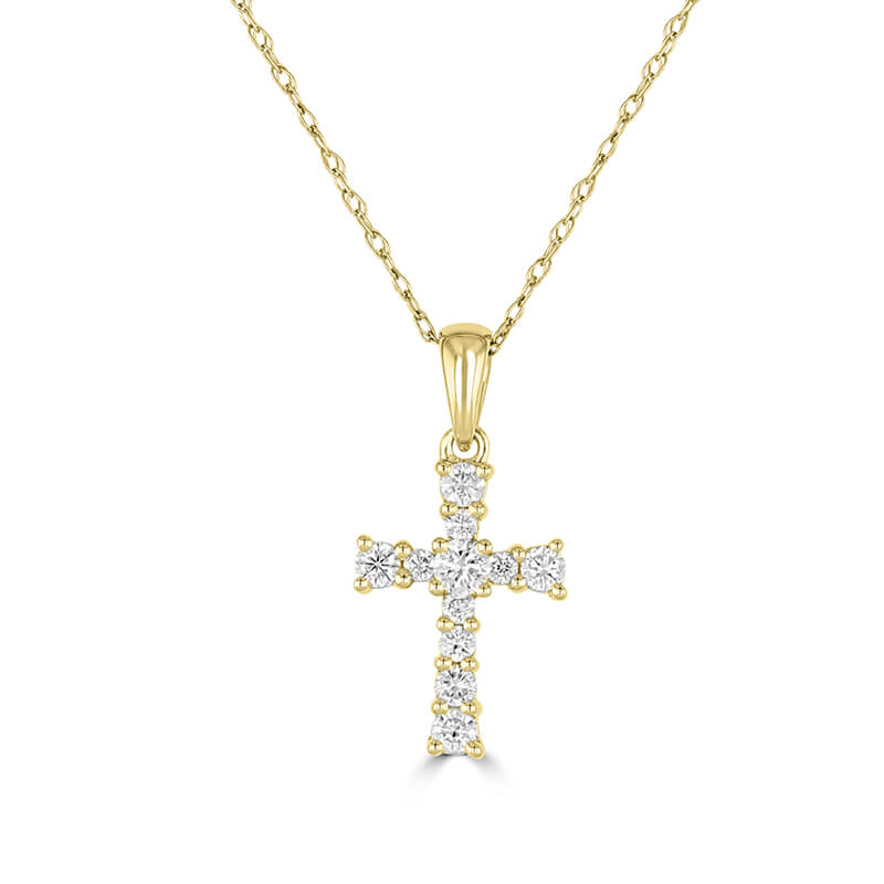 JCX392442: ROUND DIAMOND PRONG CROSS PENDANT (CHAIN NOT INCLUDED)