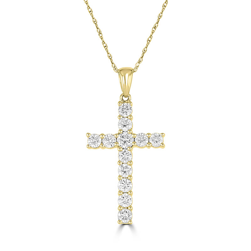 JCX392456: 12 ROUND DIAMOND PRONG CROSS PENDANT (CHAIN NOT INCLUDED)