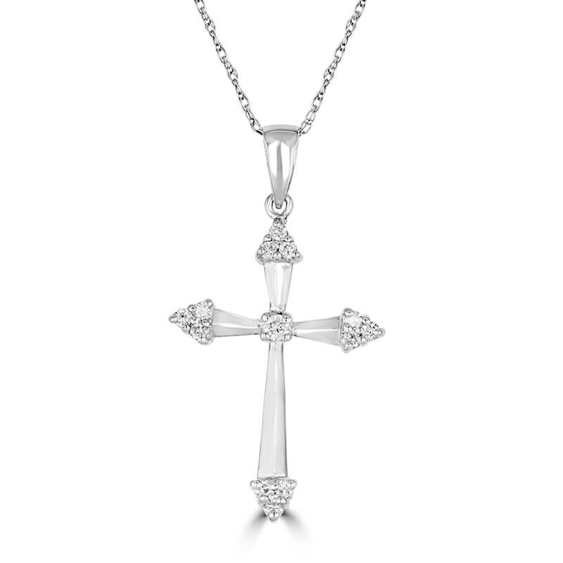 JCX392463: 3 DIAMONDS AT EACH POINT & ONE MIDDLE DIAMOND CROSS PENDANT (CHAIN NOT INCLUDED)
