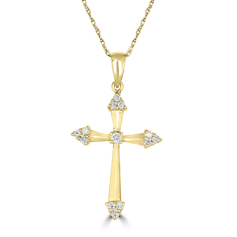 3 DIAMOND AT EACH POINT & ONE DIAMOND IN MIDDLE CROSS PENDANT (CHAIN NOT INCL...