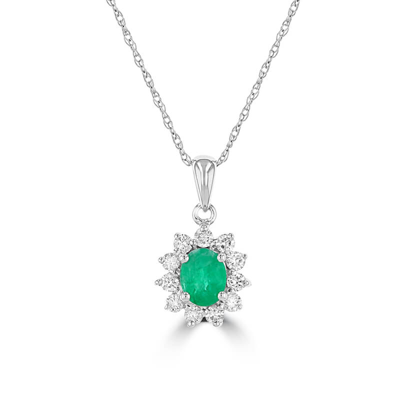 JCX392473: 4X5 OVAL EMERALD HALO PENDANT (CHAIN NOT INCLUDED)