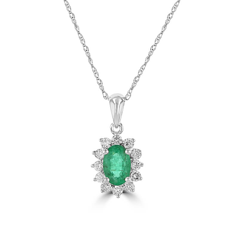 JCX392474: 4X6 OVAL EMERALD HALO PENDANT (CHAIN NOT INCLUDED)