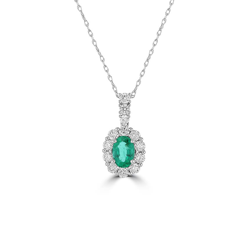 JCX392480: 4X6 OVAL EMERALD HALO PENDANT (CHAIN NOT INCLUDED)