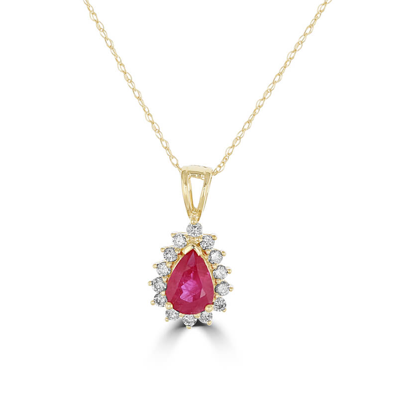 JCX392486: 5X7 PEAR RUBY HALO PENDANT (CHAIN NOT INCLUDED)
