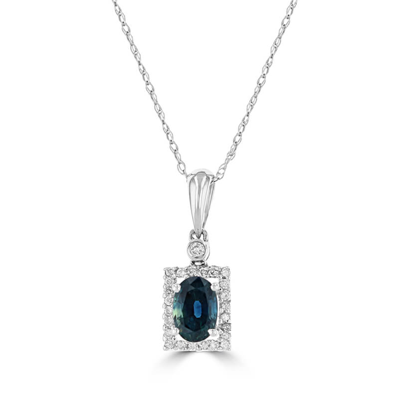 4X6 OVAL SAPPHIRE &amp; ROUND DIAMOND PENDANT (CHAIN NOT INCLUDED)