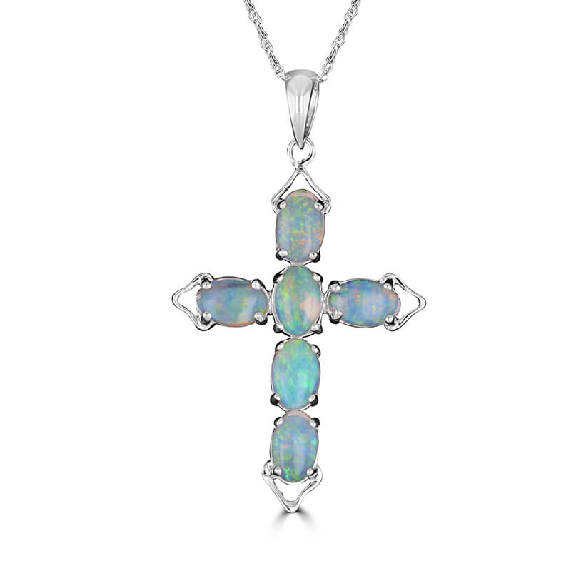 4X6 OVAL OPAL CROSS PENDANT (CHAIN NOT INCLUDED)