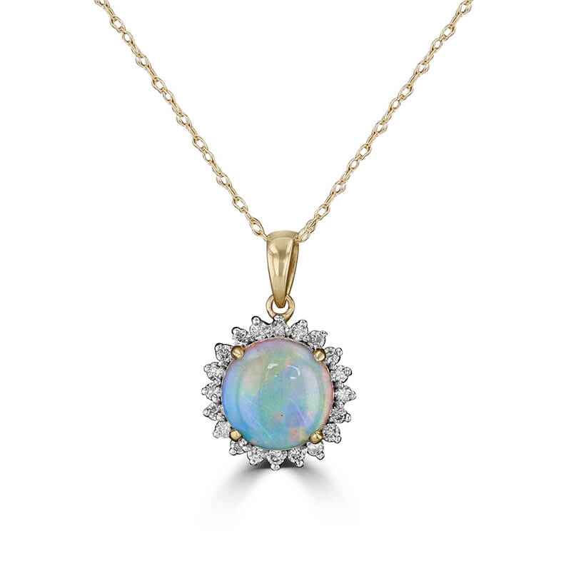 8MM ROUND OPAL HALO PENDANT (CHAIN NOT INCLUDED)