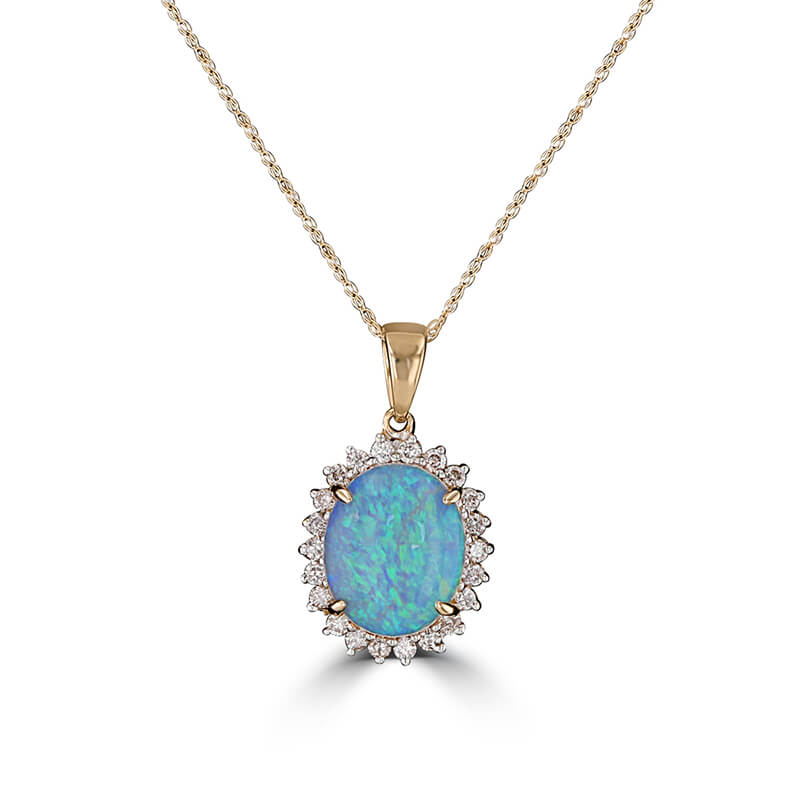 JCX392516: 9X11 OVAL OPAL HALO PENDANT (CHAIN NOT INCLUDED)