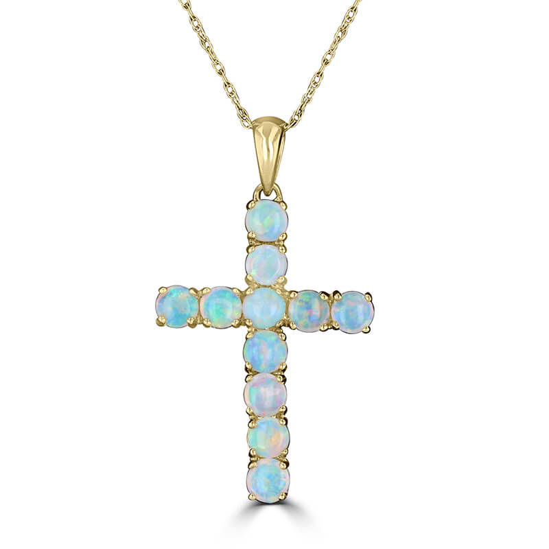 JCX392517: ROUND OPAL CROSS PENDANT (CHAIN NOT INCLUDED)