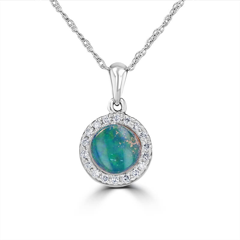 JCX392518: 6MM ROUND OPAL HALO PENDANT (CHAIN NOT INCLUDED)