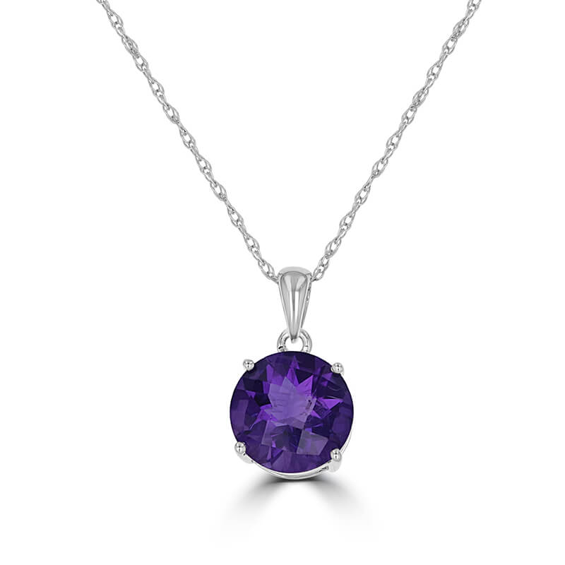 JCX392529: 8MM ROUND CHECKER AMETHYST PENDANT (CHAIN NOT INCLUDED)