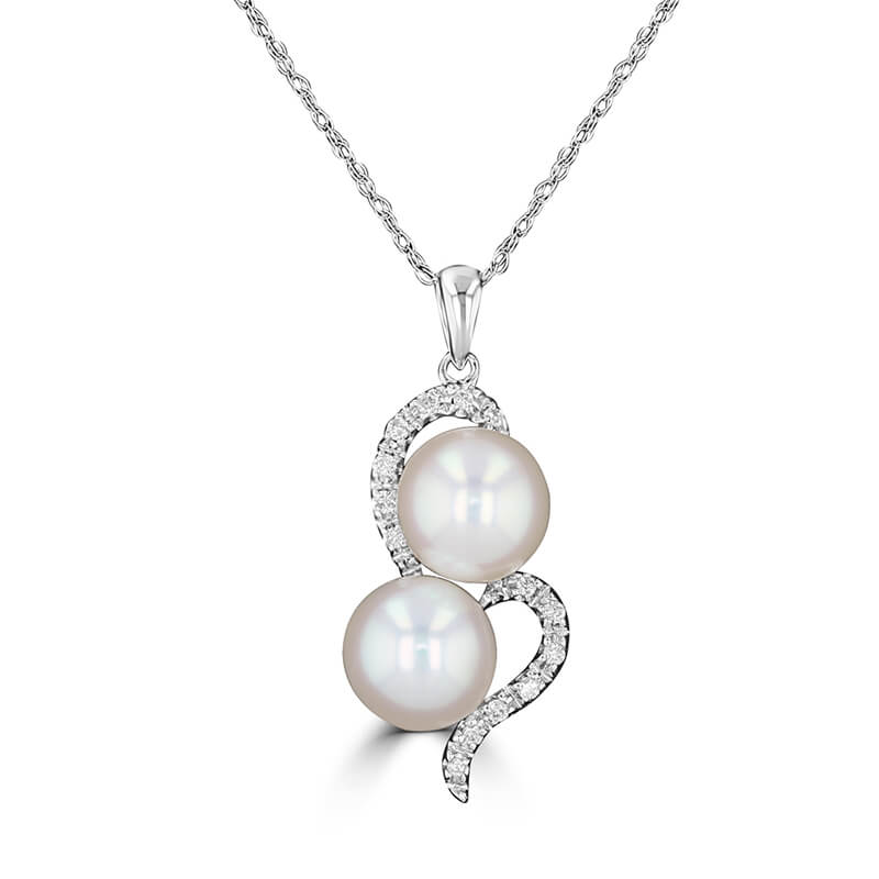 7-7.25MM FRESHWATER PEARL AND DIAMOND PENDANT (CHAIN NOT INCLUDED)