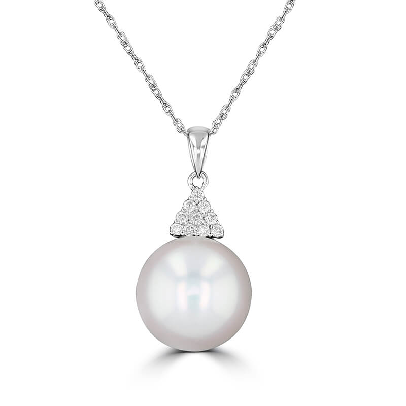 11.25-11.5MM FRESHWATER PEARL WITH DIAMOND ON TOP PENDANT (CHAIN NOT INCLUDED)