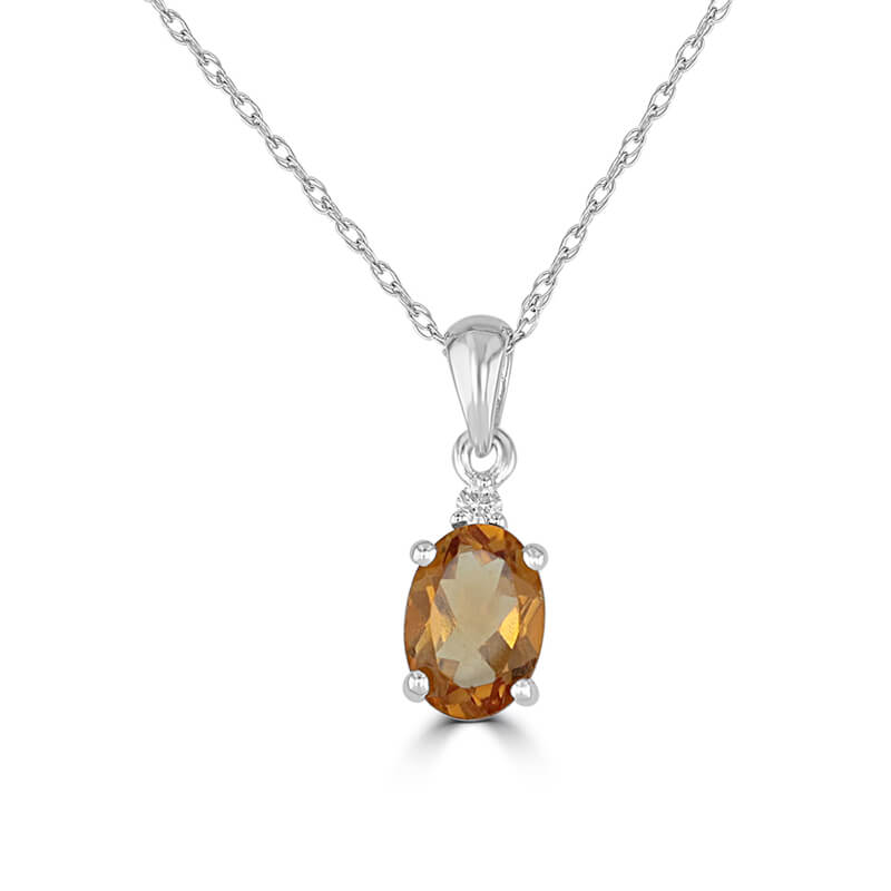 JCX392540: 5X7 OVAL CITRINE AND ONE DIAMOND ON TOP PENDANT (CHAIN NOT INCLUDED)