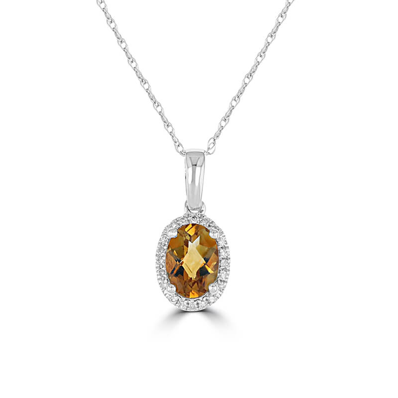 JCX392541: 5X7 OVAL CHECKERED CITRINE HALO PENDANT (CHAIN NOT INCLUDED)
