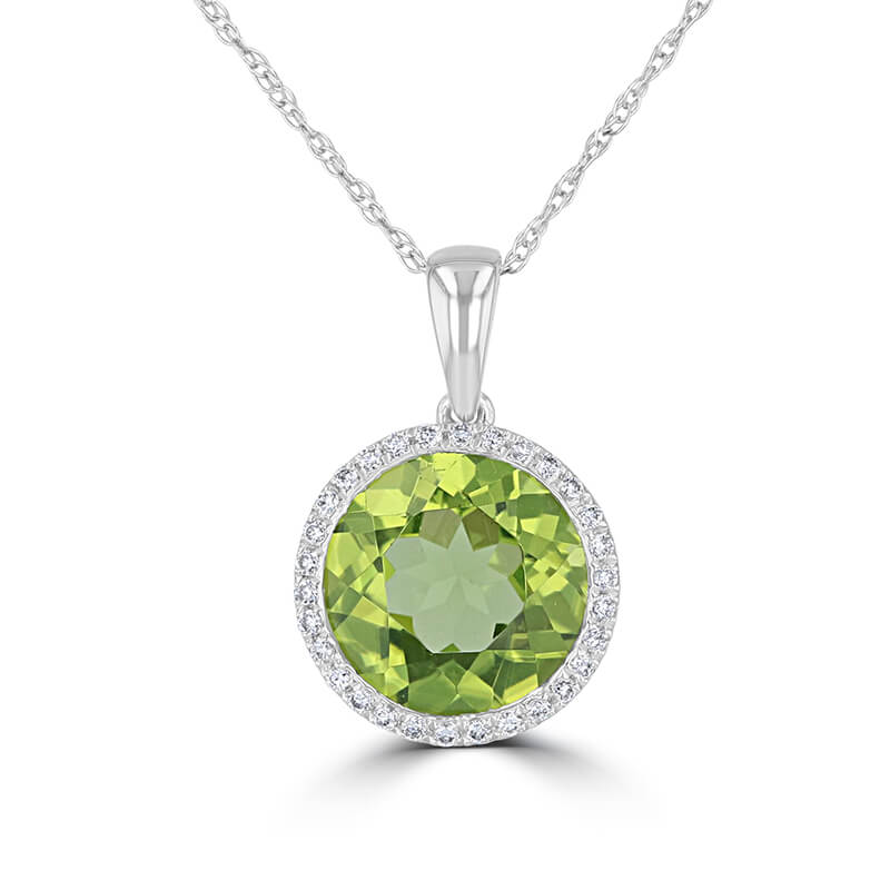 JCX392545: 9MM ROUND PERIDOT HALO PENDANT (CHAIN NOT INCLUDED)