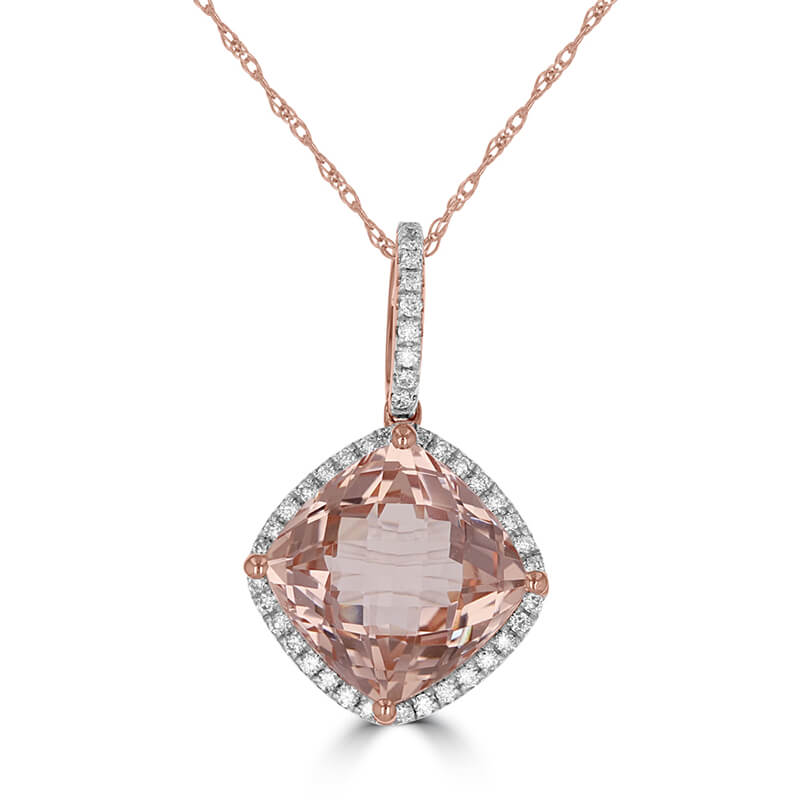 JCX392546: 10MM CUSHION MORGANITE HALO PENDANT (CHAIN NOT INCLUDED)