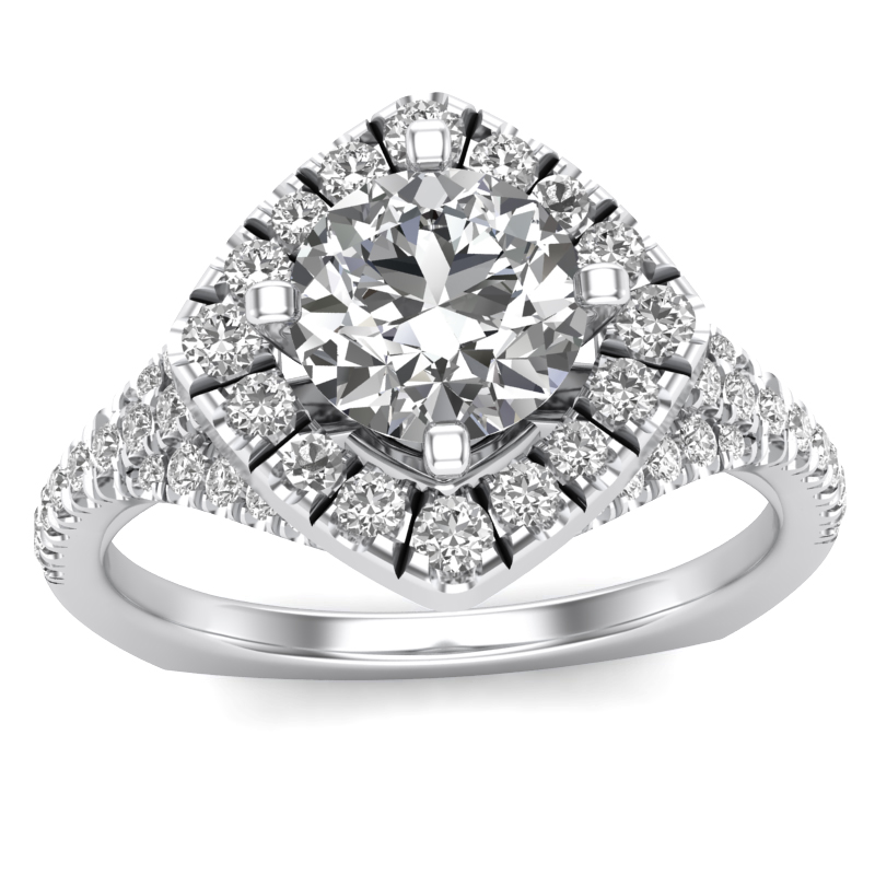 Halo Engagement Ring w/ Adjustable Head - Available in Multiple Sizes