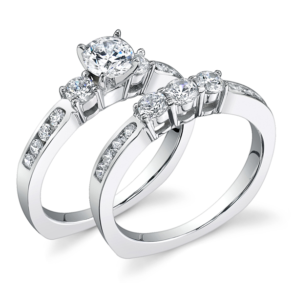 3-Stone Diamond Engagement Set w/ Adjustable Head - Available in Multiple Sizes