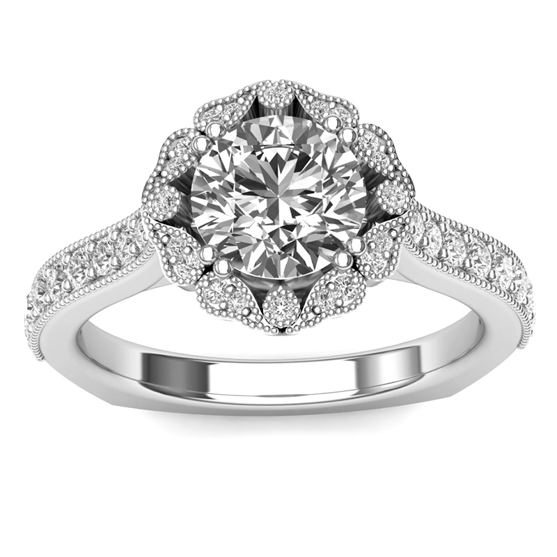 JCX391320: Vintage Halo Engagement Ring