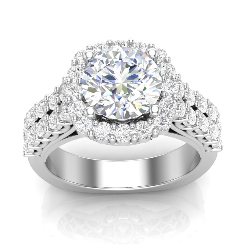 JCX391223: Double Row Halo Engagement Ring