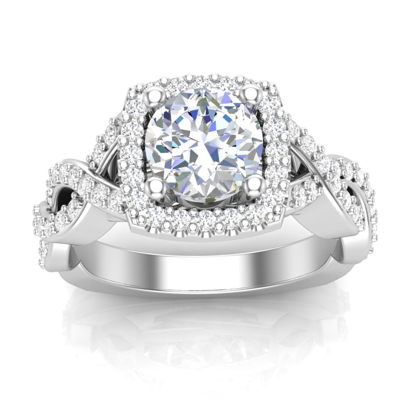 JCX391215: Halo Engagement Ring with Infinity Shank
